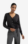 YAYA - Cardigan with Tie waist in Oyster Black