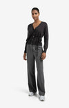 YAYA - Cardigan with Tie waist in Oyster Black