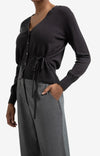 YAYA - Cardigan with Tie waist in Oyster Black