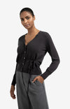 YAYA - Cardigan with Tie waist in Oyster Black