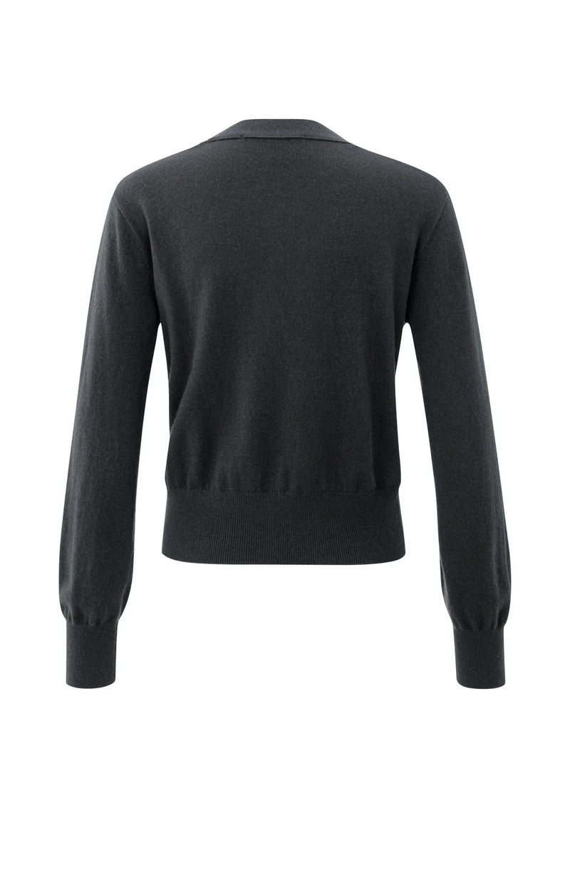 YAYA - Cardigan with Tie waist in Oyster Black