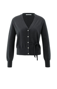 YAYA - Cardigan with Tie waist in Oyster Black