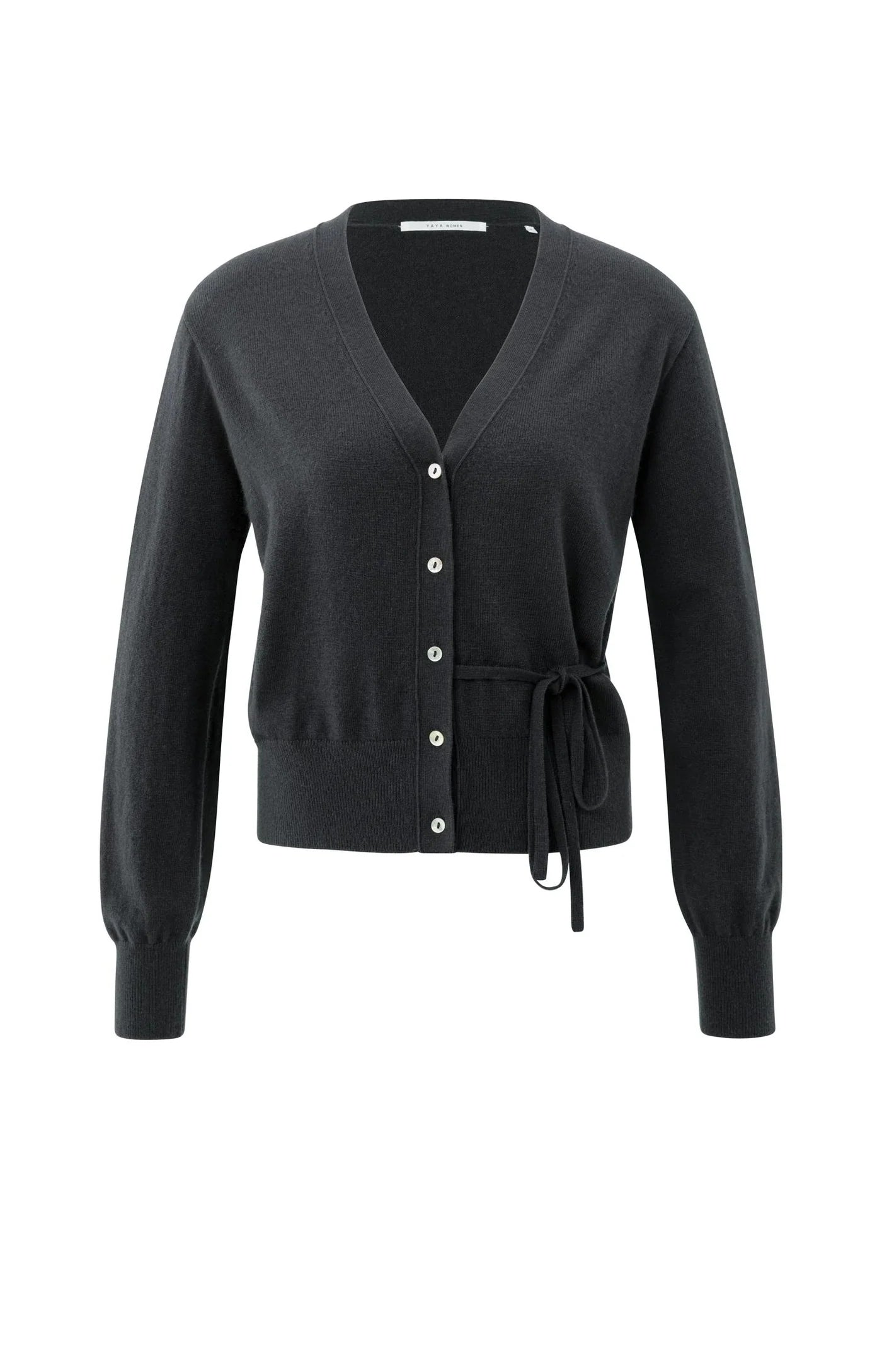 YAYA - Cardigan with Tie waist in Oyster Black