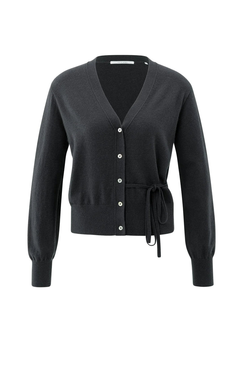 YAYA - Cardigan with Tie waist in Oyster Black