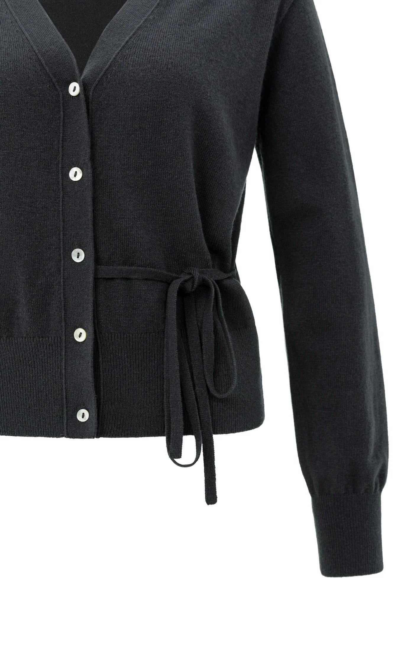 YAYA - Cardigan with Tie waist in Oyster Black