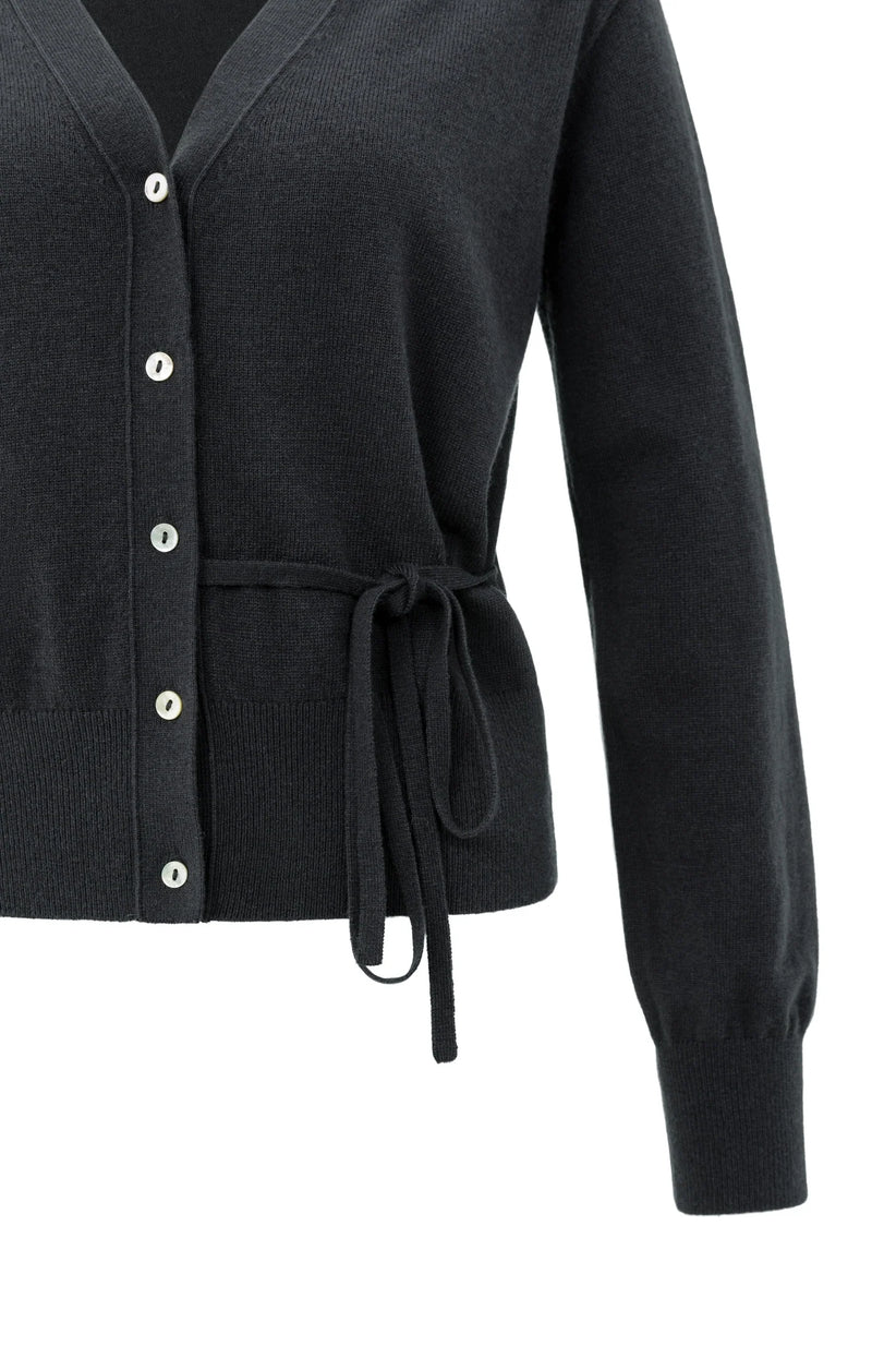 YAYA - Cardigan with Tie waist in Oyster Black