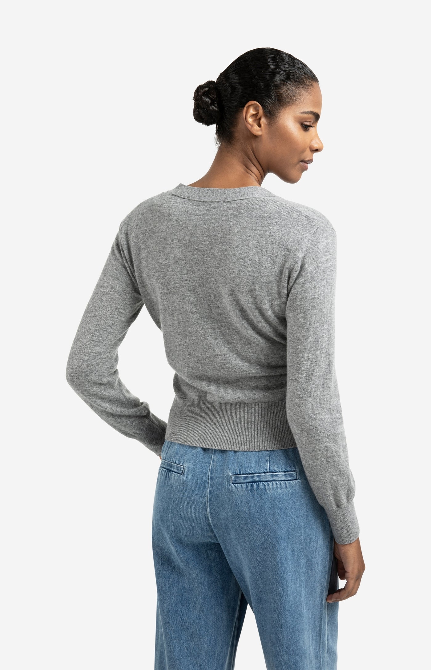 YAYA - Cardigan with tie waist in Medium Grey