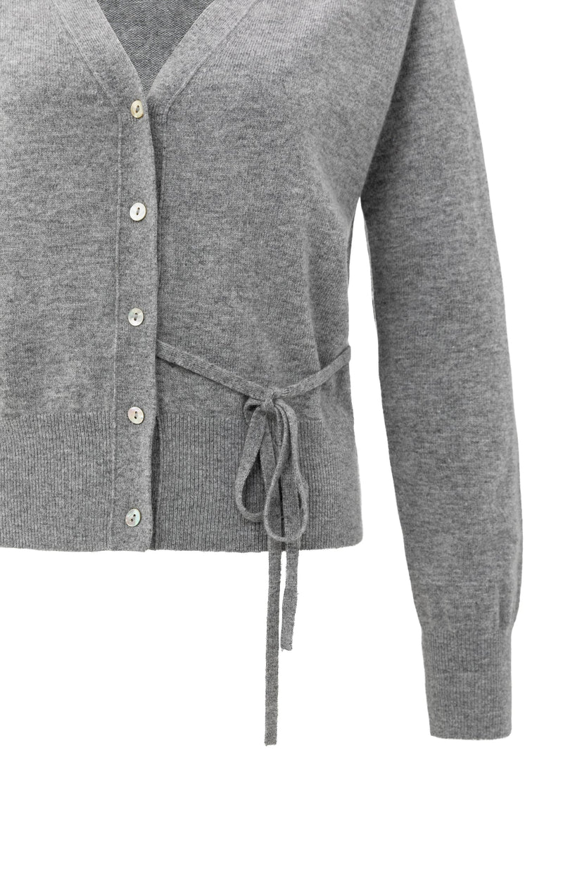 YAYA - Cardigan with tie waist in Medium Grey