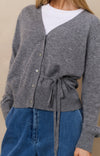 YAYA - Cardigan with tie waist in Medium Grey