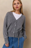 YAYA - Cardigan with tie waist in Medium Grey