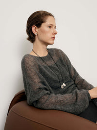 Meilleur Moment - Cashmere Round Neck Sweater in Grey