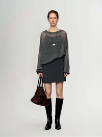 Meilleur Moment - Cashmere Round Neck Sweater in Grey