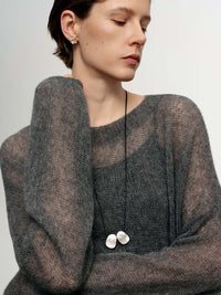 Meilleur Moment - Cashmere Round Neck Sweater in Grey