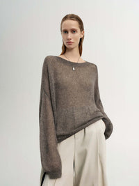 Meilleur Moment - Round Neck Sweater in Raw Velvet Brown
