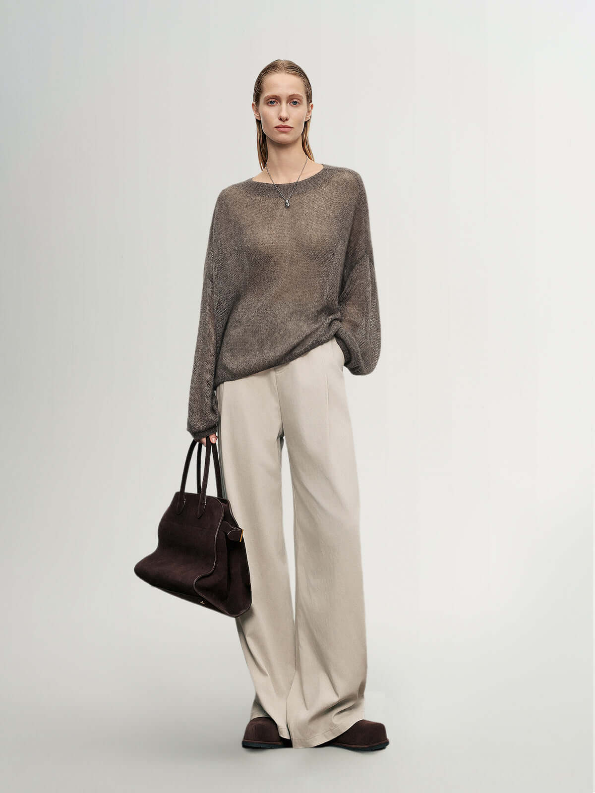 Meilleur Moment - Round Neck Sweater in Raw Velvet Brown