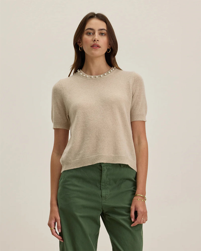 Velvet - Yara - Cashmere Top in Wheat