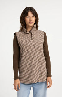 YAYA - Woven Check Wool mix spencer bodywarmer - Otter Brown