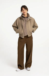 YAYA - Woven Check Wool mix spencer bodywarmer - Otter Brown