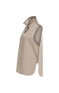 YAYA - Woven Check Wool mix spencer bodywarmer - Otter Brown
