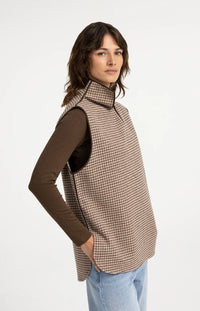 YAYA - Woven Check Wool mix spencer bodywarmer - Otter Brown