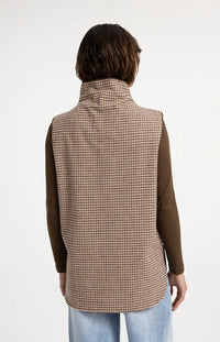 YAYA - Woven Check Wool mix spencer bodywarmer - Otter Brown