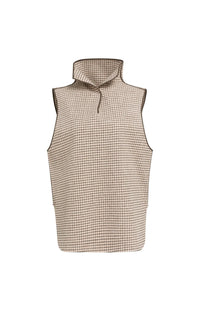 YAYA - Woven Check Wool mix spencer bodywarmer - Otter Brown