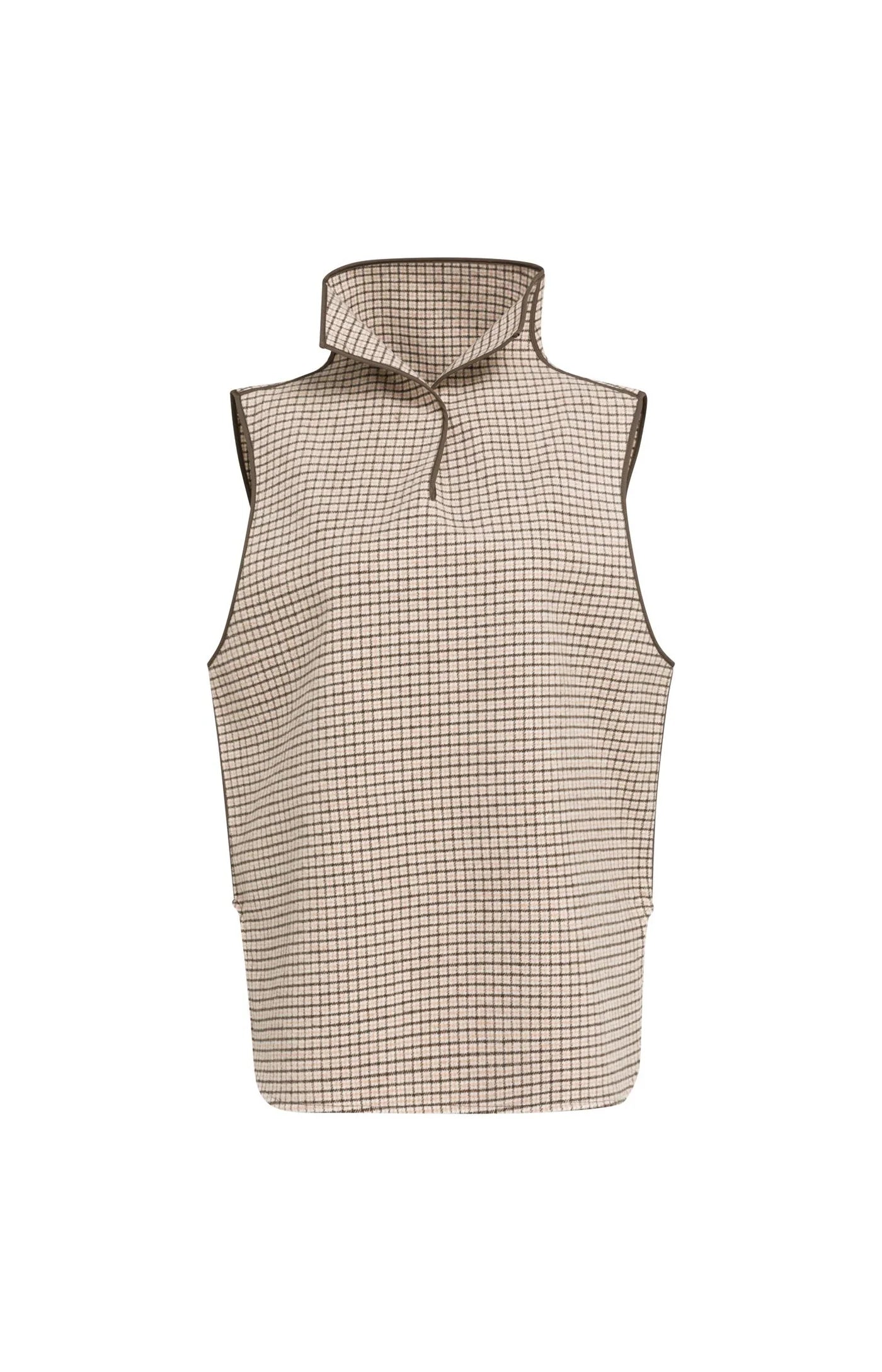 YAYA - Woven Check Wool mix spencer bodywarmer - Otter Brown