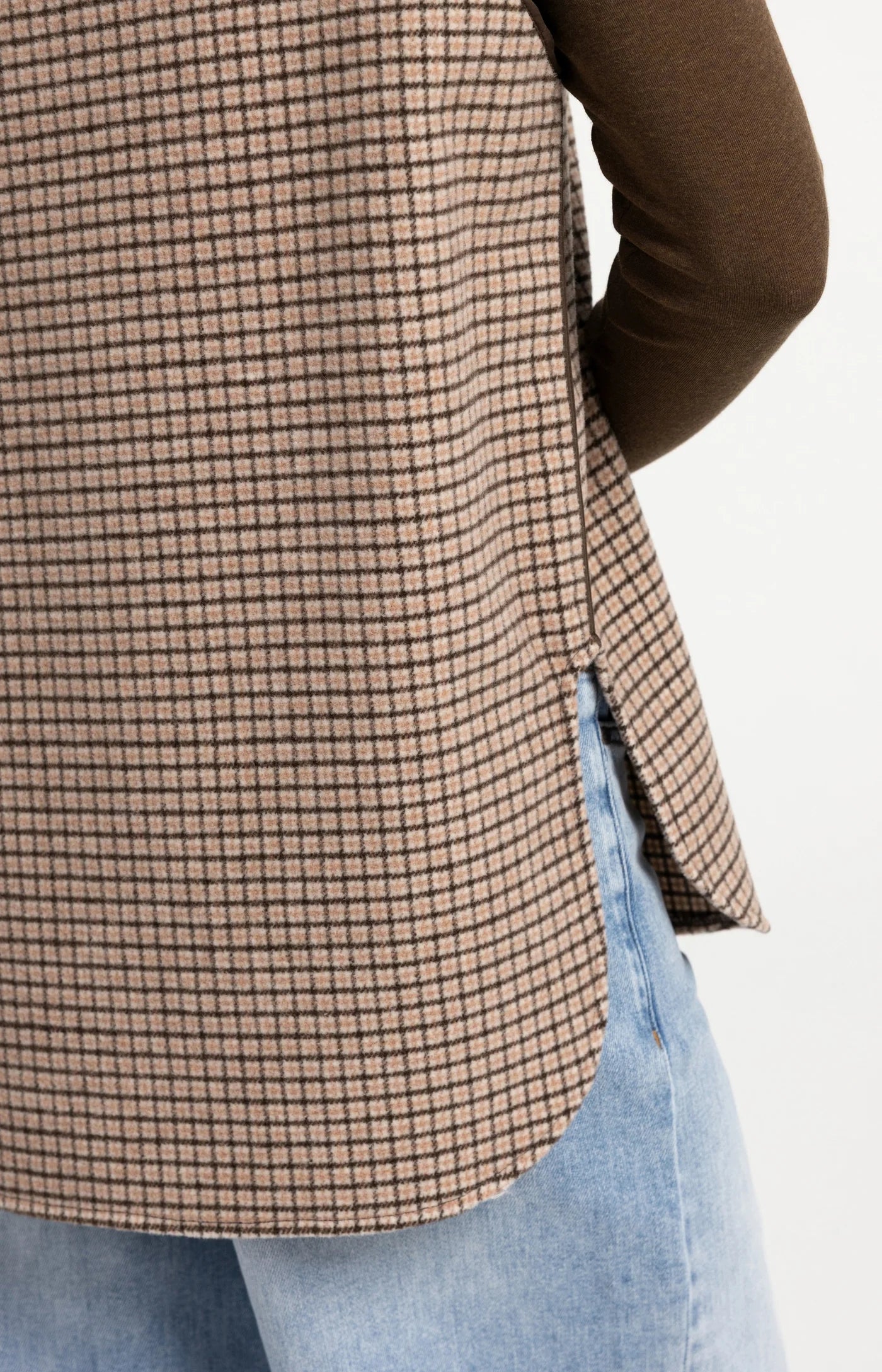 YAYA - Woven Check Wool mix spencer bodywarmer - Otter Brown
