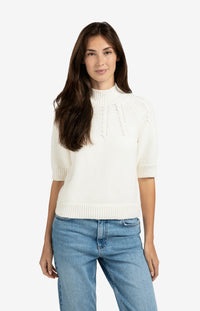 YAYA - Chunky knit sweater with cable details in Off White
