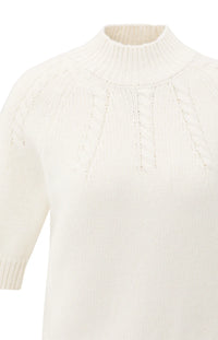 YAYA - Chunky knit sweater with cable details in Off White