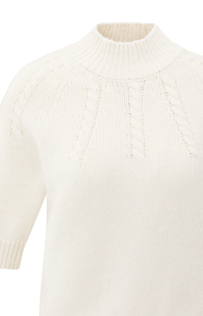YAYA - Chunky knit sweater with cable details in Off White