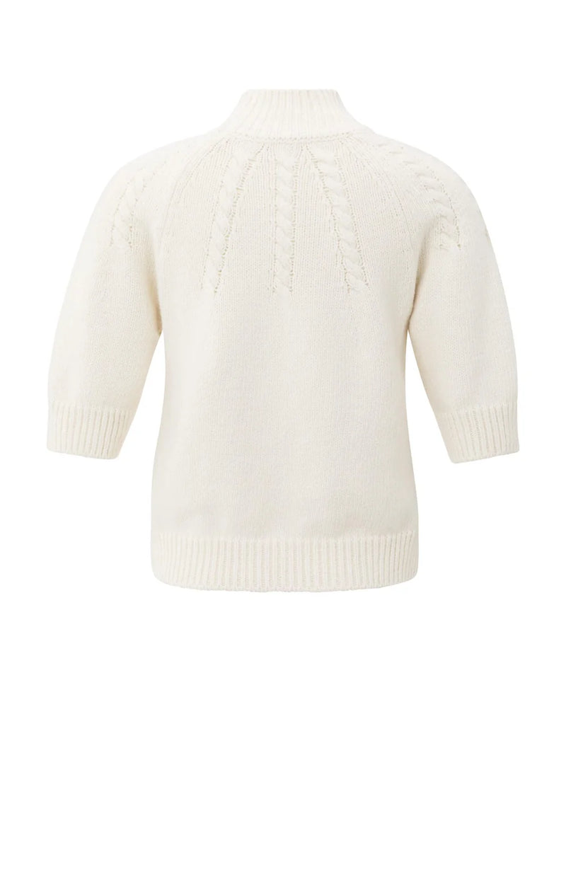 YAYA - Chunky knit sweater with cable details in Off White