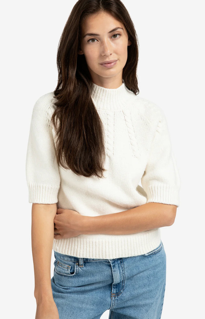 YAYA - Chunky knit sweater with cable details in Off White