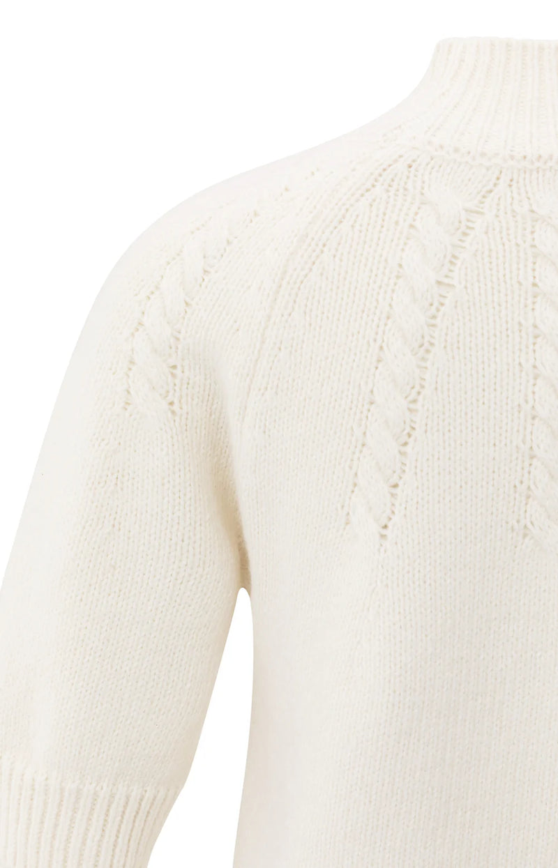 YAYA - Chunky knit sweater with cable details in Off White