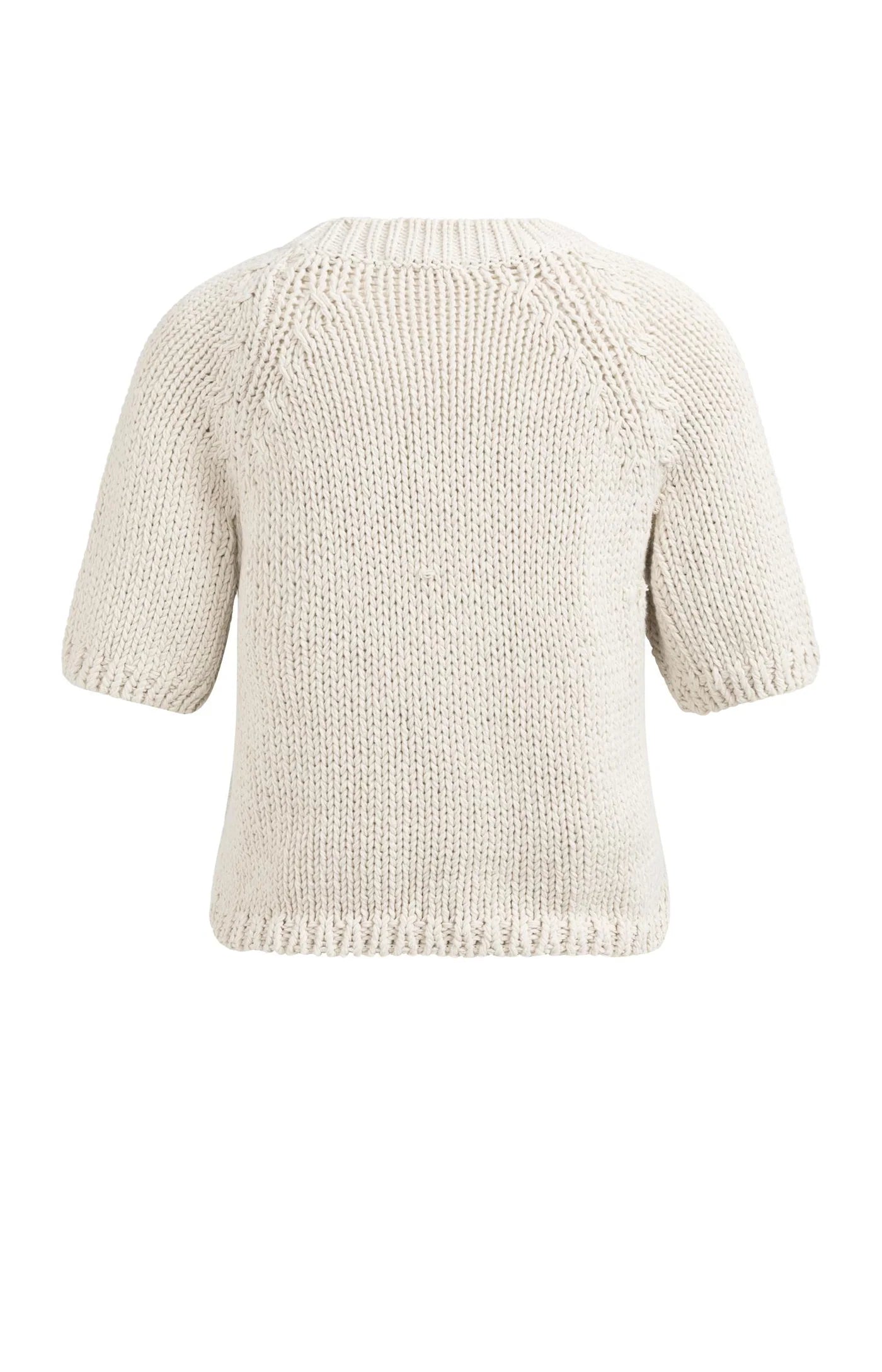 YAYA - Heavy Yarn Short Sleeve Sweater in Kit Beige