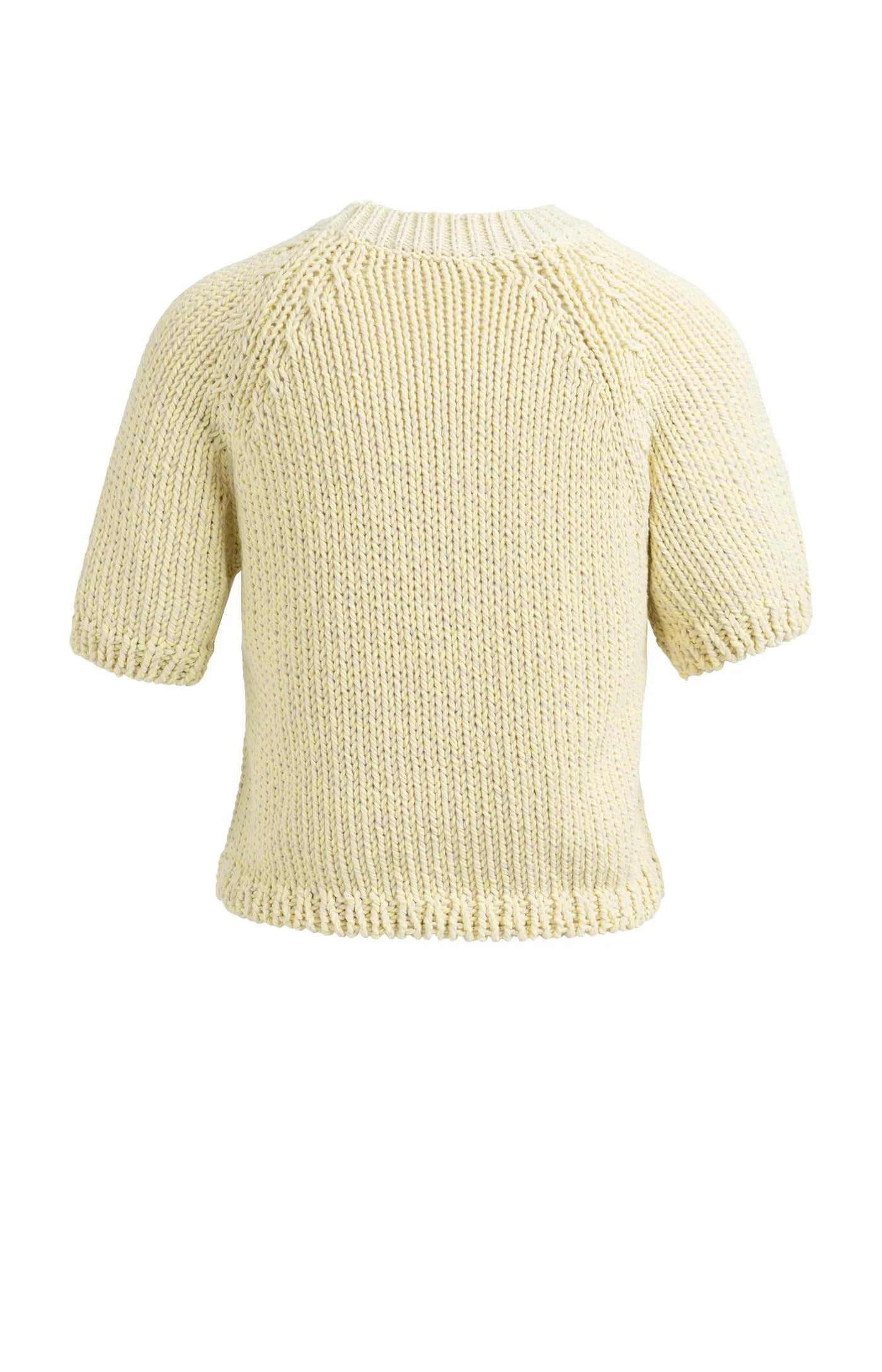 YAYA - Heavy Yarn Short Sleeve Sweater in Reed Yellow Dessin
