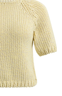 YAYA - Heavy Yarn Short Sleeve Sweater in Reed Yellow Dessin