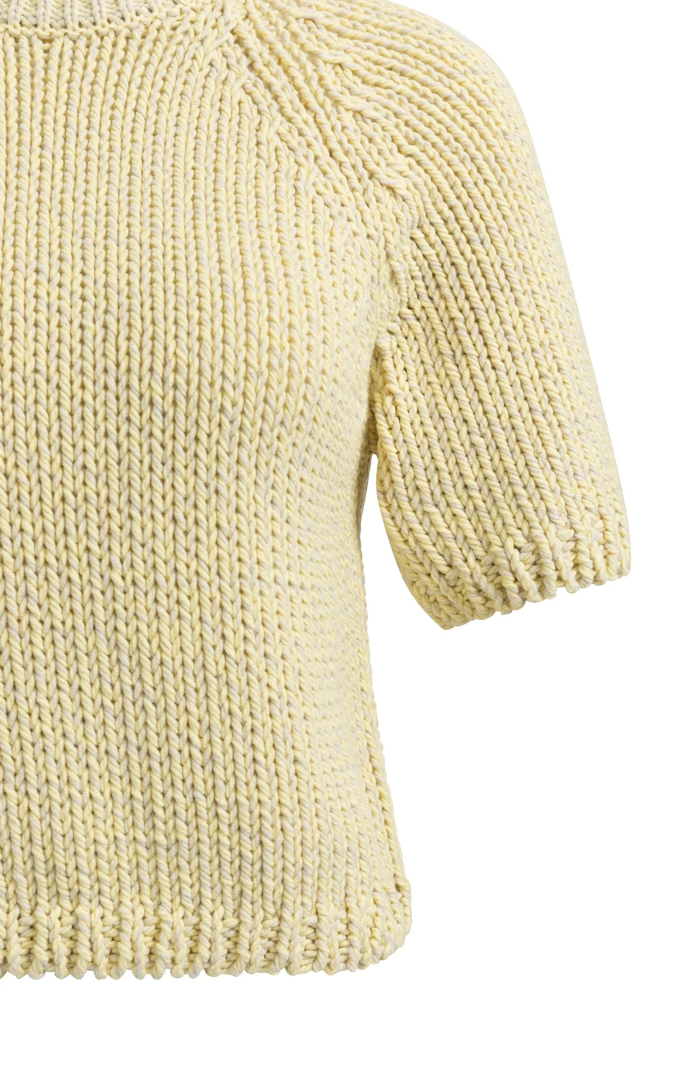 YAYA - Heavy Yarn Short Sleeve Sweater in Reed Yellow Dessin