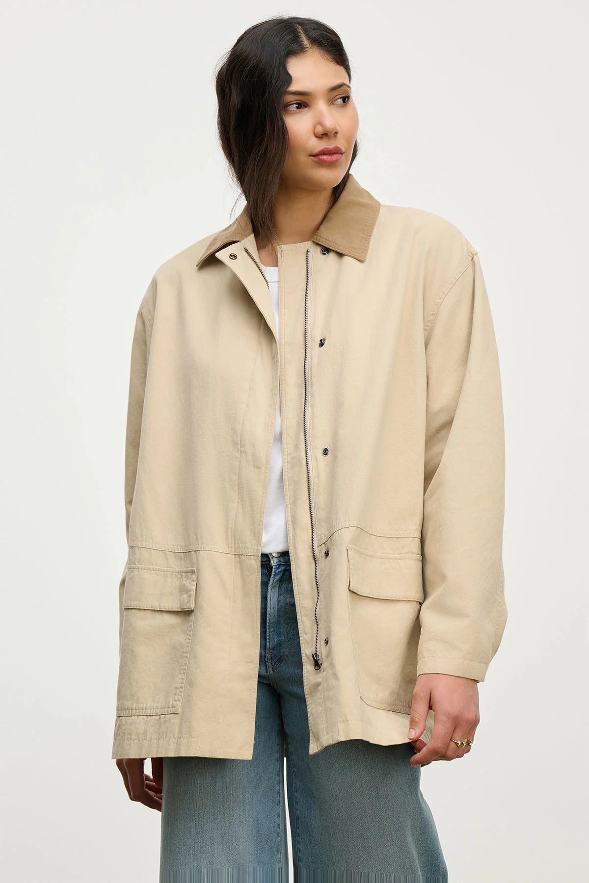 Velvet - Rosa - Cotton Canvas Jacket in Sand