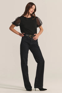 Velvet - Justine - Cotton Slub Novelty Tee in Black