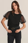 Velvet - Justine - Cotton Slub Novelty Tee in Black