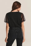 Velvet - Justine - Cotton Slub Novelty Tee in Black
