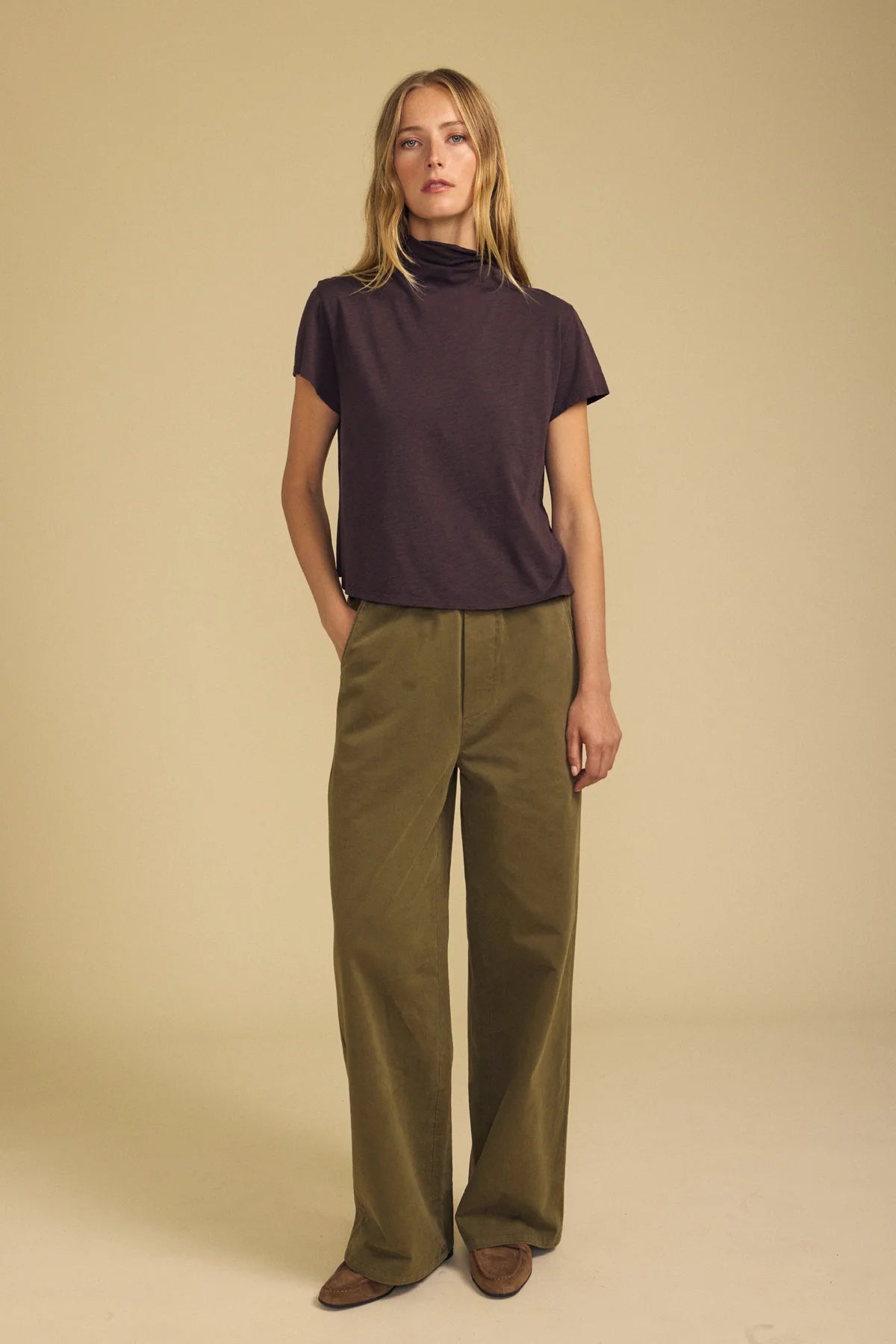 Velvet - Savi Cotton Slub Mock Neck Tee