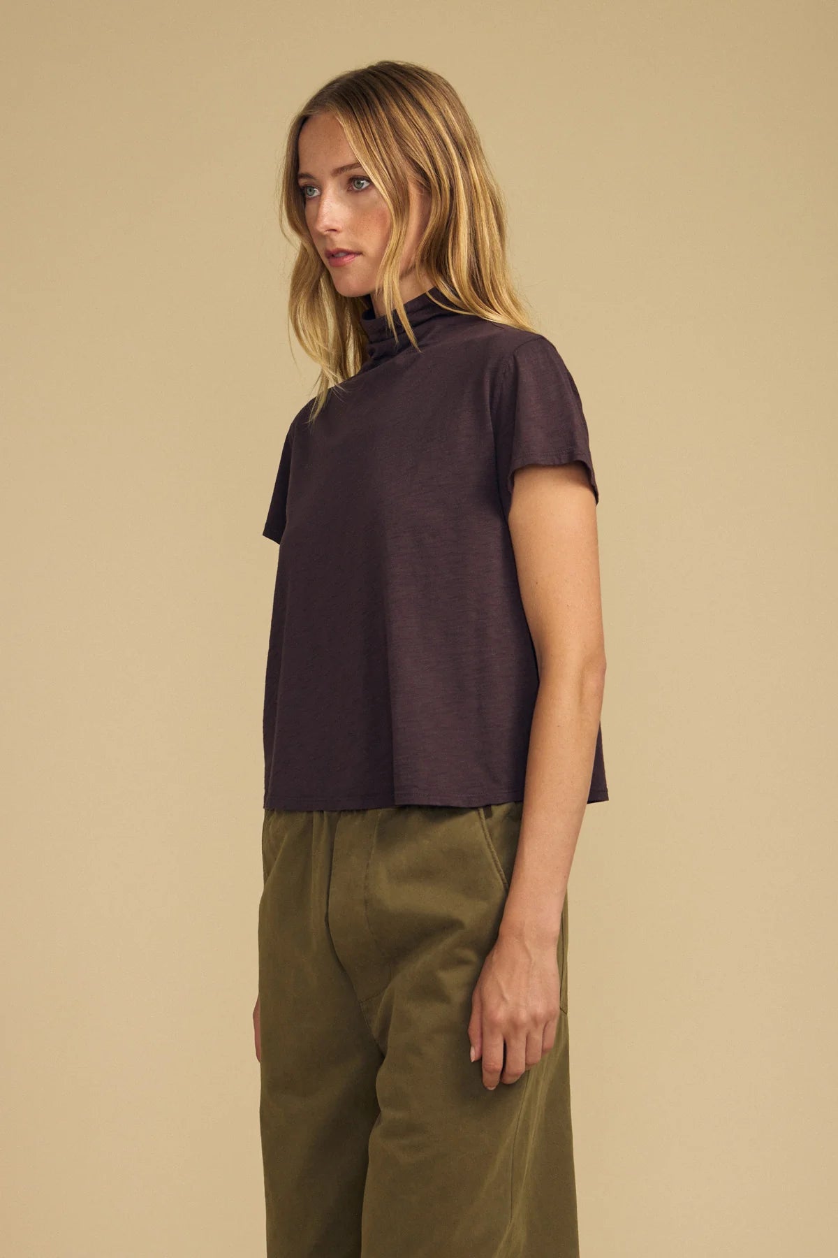 Velvet - Savi Cotton Slub Mock Neck Tee