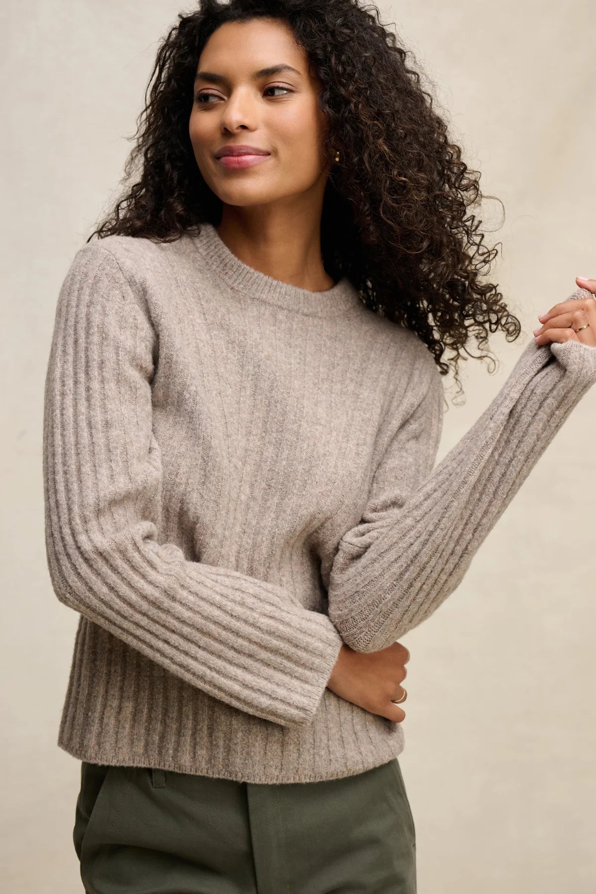 Velvet - Imana - Wool Blend Sweater in Tan