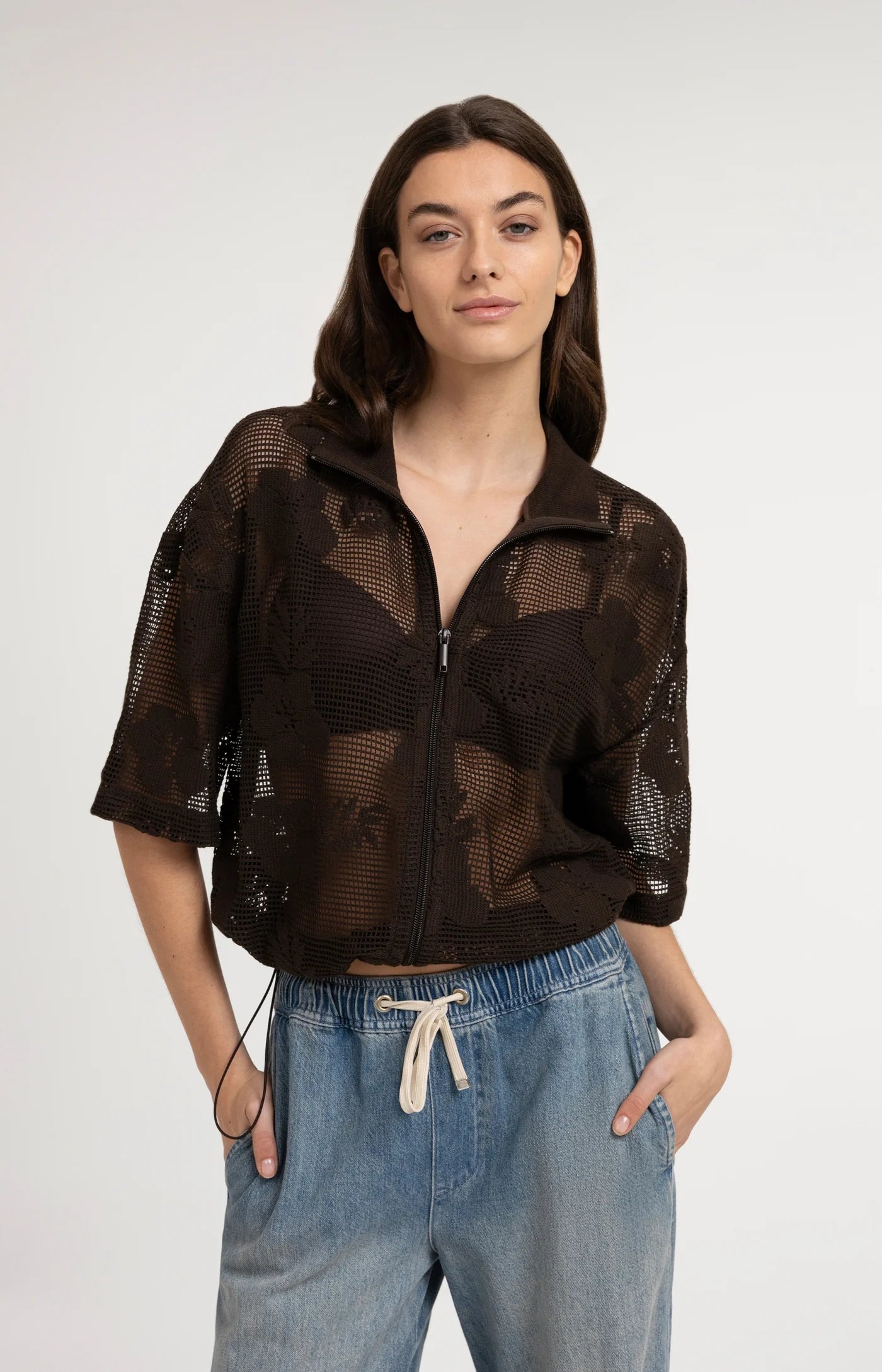 YAYA - Crochet Jacket with Floral Pattern