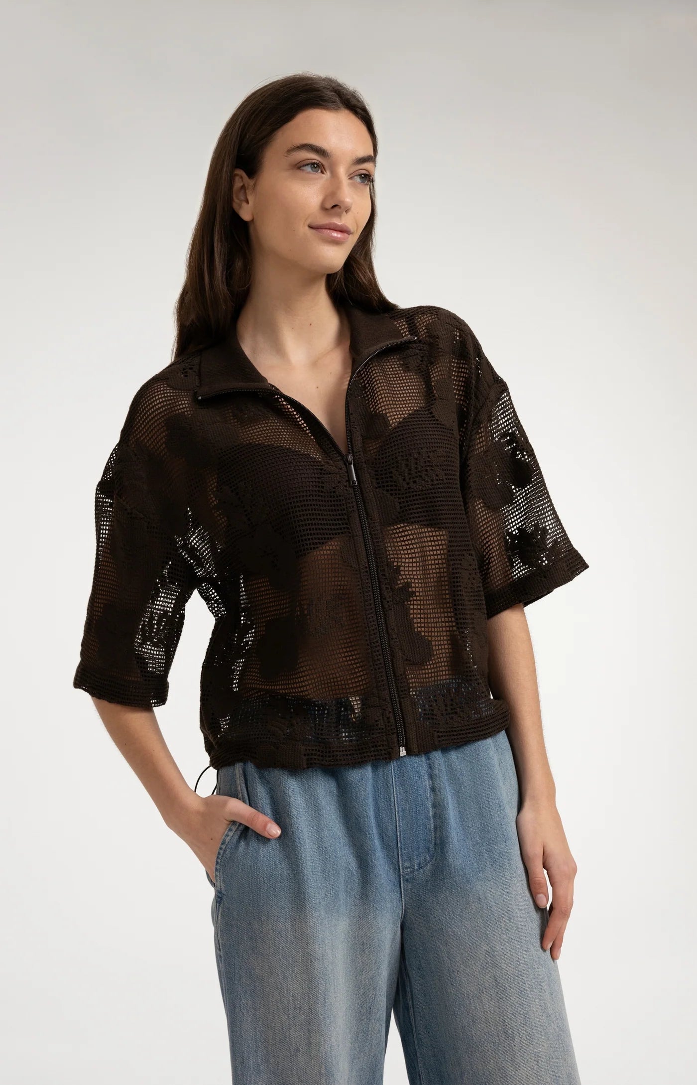 YAYA - Crochet Jacket with Floral Pattern