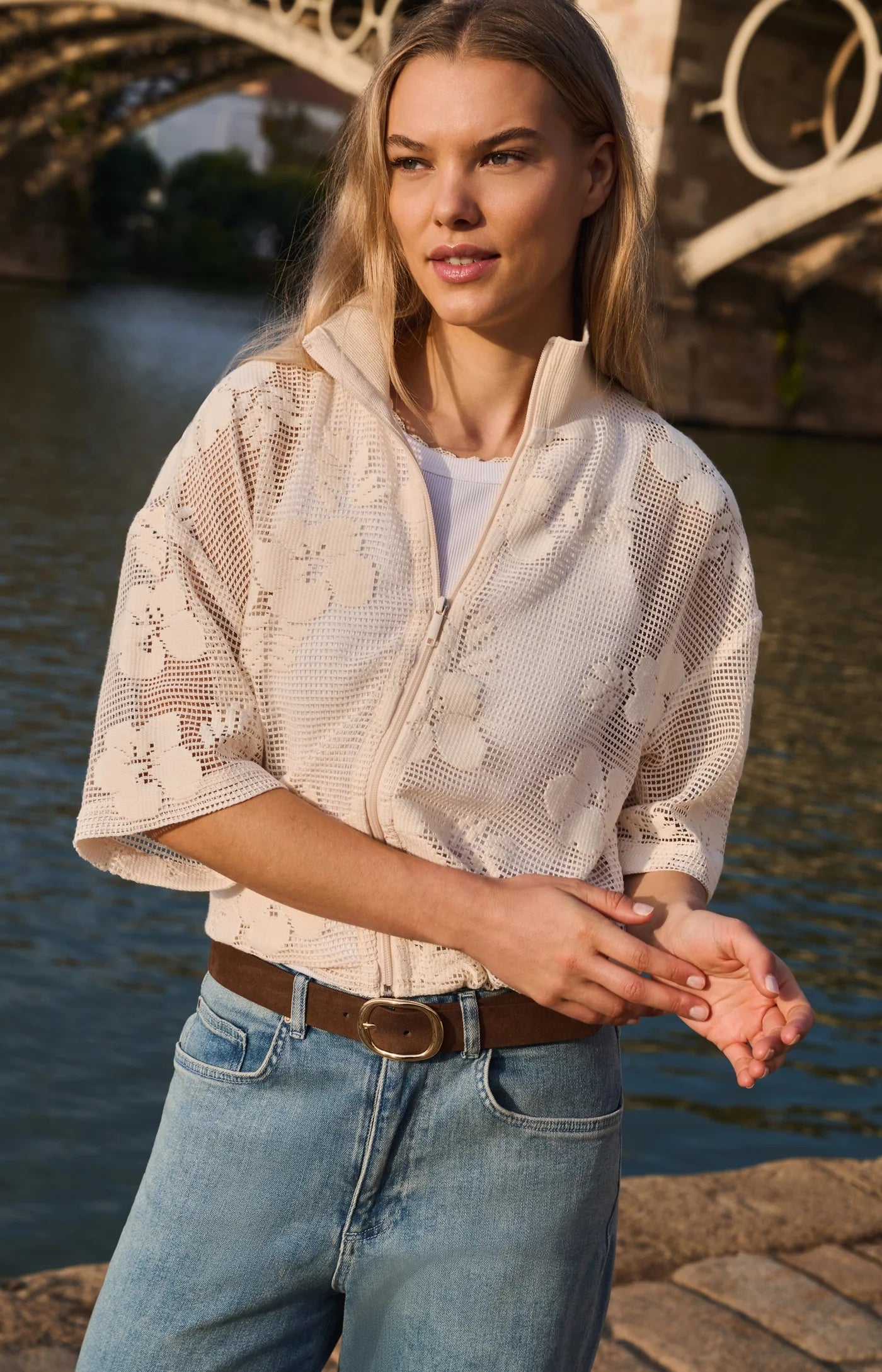 YAYA - Crochet Jacket with Floral Pattern