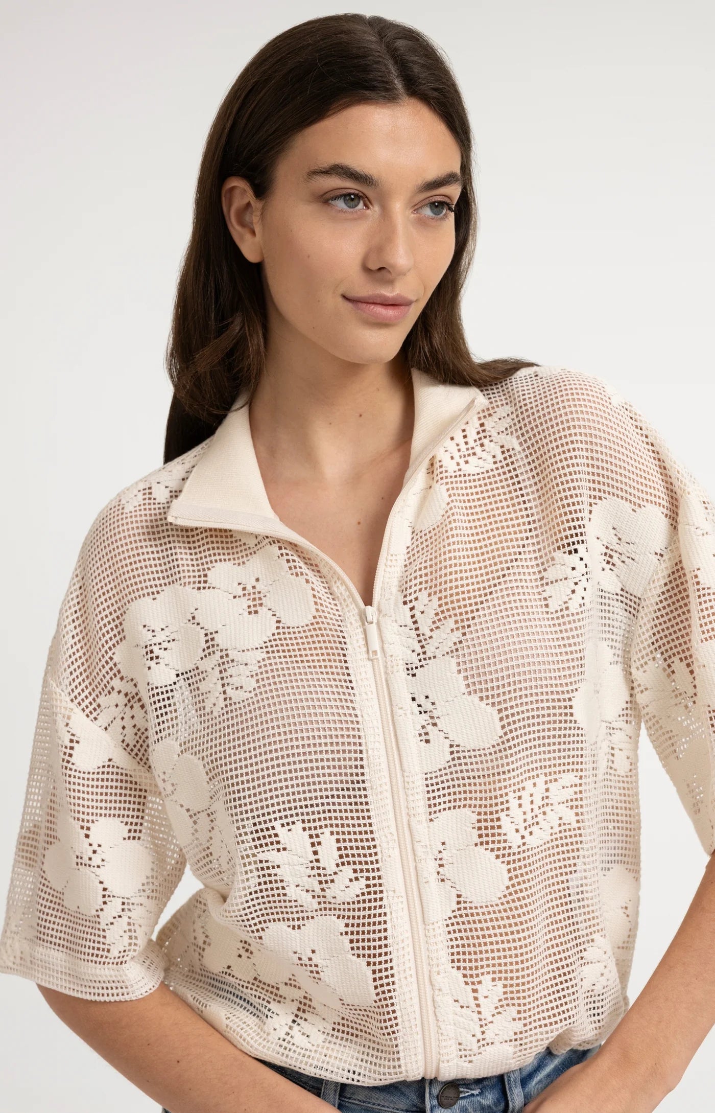 YAYA - Crochet Jacket with Floral Pattern