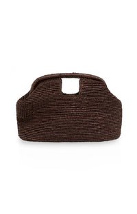 YAYA - Crochet Straw Clutch Bag in Aubergine Purple